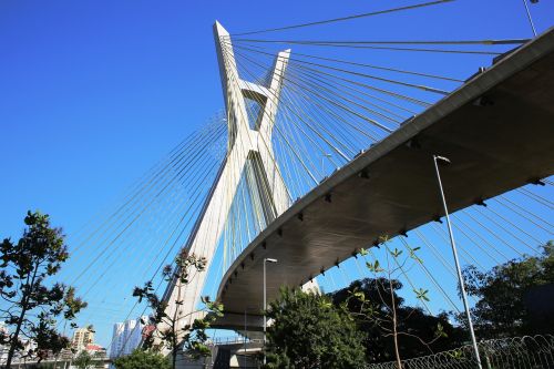 Tiltas, Kabelis Liko, San Paulas, Architektūra, Šiuolaikiška, Mėlynas Dangus, Natūralus Fonas, Brazilija, Horizontalus, Dienos Šviesa