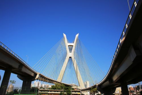 Tiltas, Kabelis Liko, San Paulas, Architektūra, Šiuolaikiška, Mėlynas Dangus, Natūralus Fonas, Brazilija, Horizontalus, Dienos Šviesa