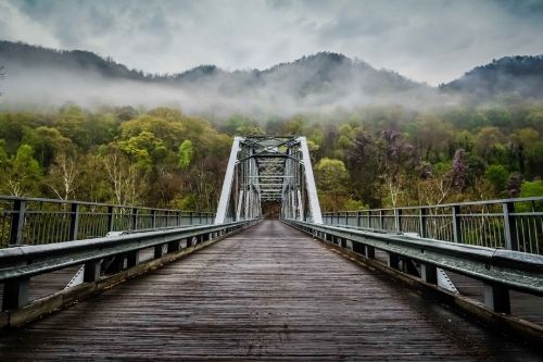 Tiltas, Fayette Stotis, Rūkas, Architektūra, Debesys, Istorinis, Naujas Upės Tarpeklis, Nacionalinė Upė, Vakarų Virdžinija, Appalachia, Kraštovaizdis, Vaizdingas, Perspektyva, Žinomas, Panorama, Kalnai, Horizontas, Orientyras