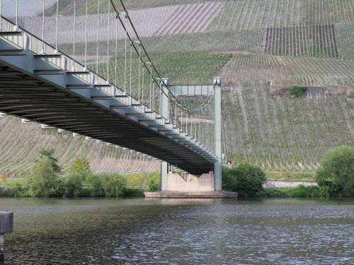 Tiltas, Kabantis Tiltas, Wehlen, Bernkastel, Mosel Bridge, Upė, Tiltų Statyba