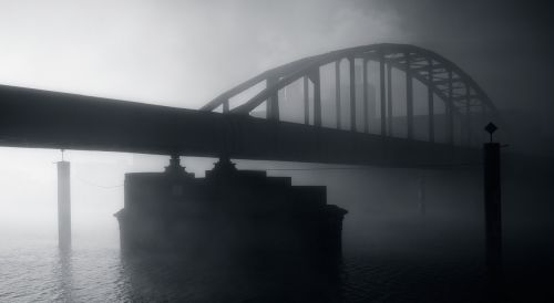 Tiltas, Vanduo, Upė, Prieš Šviesą, Rūkas, Mastrichtas, Tinklelis, Limburgas, Architektūra