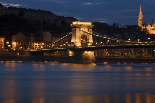 Tiltas, Budapest, Vengrija, Grandinės Tiltas, Kapitalas, Vakare