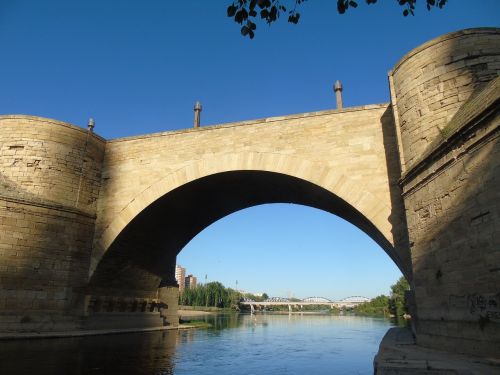 Tiltas, Ebro, Saragosas, Vanduo, Upė, Kraštovaizdis