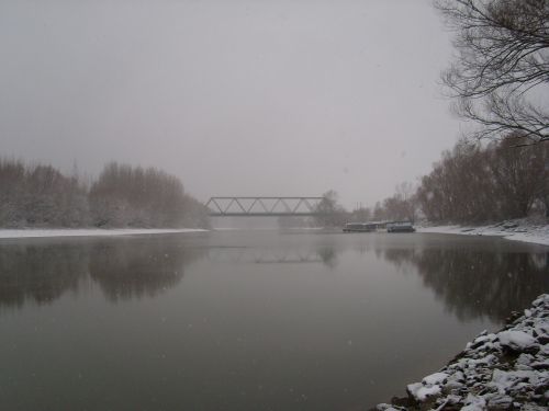 Tiltas, Žiema, Sniegas, Upė, Užtvankos, Slovakija, Snieguotas, Ledas, Šaltas, Šaltis, Kraštovaizdis