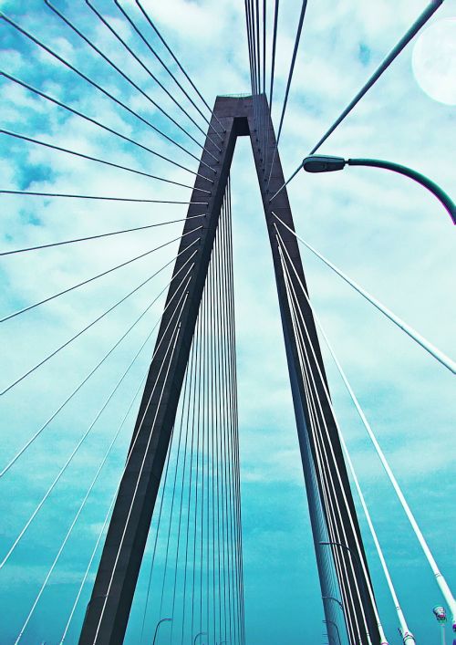 Tiltas, Dangus, Debesys, Arthur Ravenel Bridge, Pietų Karolina