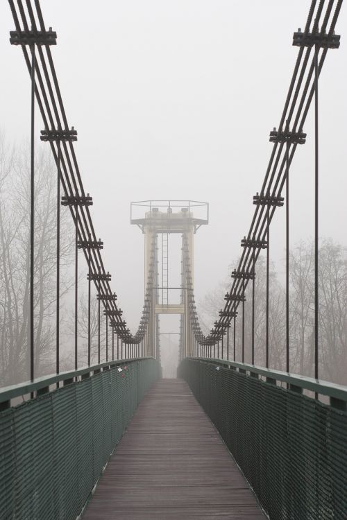 Tiltas, Pėsčiųjų Tiltas, Perėjimas, Lynai, Turėklai, Rūkas, Migla, Architektūra, Malopolska, Lenkija