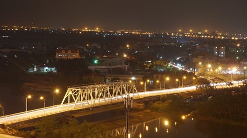 Tiltas,  Šviesos,  Naktis,  Upė,  Vietnamas