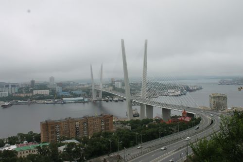 Tiltas, Gatvė, Miestas, Debesys, Blogas Oras, Vladivostok, Auksinis Tiltas, Aukso Ragų Uraganas