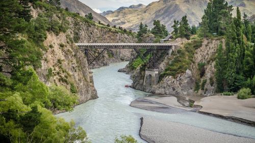 Tiltas, Upė, Gomón, Kraštovaizdis, Vanduo, Kalnas, Medžiai, Naujoji Zelandija