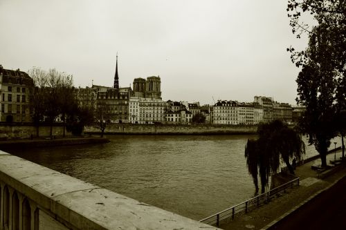 Tiltas, Paris, Seine, Architektūra, France, Promenada, Vintage, Grunge