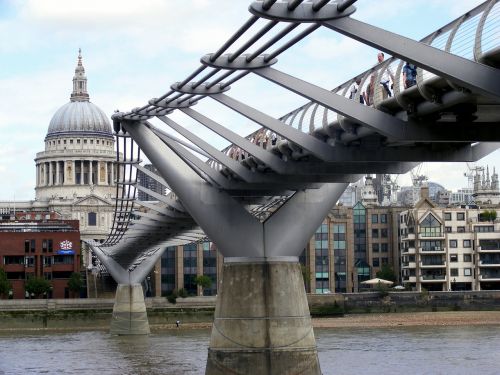 Tiltas, Takas, Upė, Perėjimas, Metalas, Londonas, Architektūra, Pėsčiųjų Takas, Panorama, Katedra, St Pauls, Pastatas, Orientyras