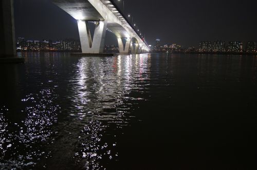 Tiltas, Korėjos Respublika, Korėja, Seulas, Naktinis Vaizdas, Naktinis Vaizdas Į Seulą, Han Upė