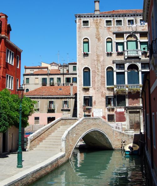 Tiltas, Kanalas, Venecija, Namas, Lempos Stulpas, Italy