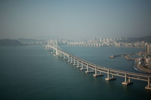 Tiltas, Kraštovaizdis, Busan, Gwangano Tiltas, Jūra, Haeundae Paplūdimys