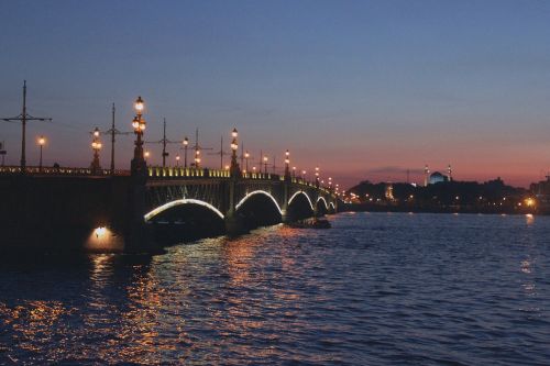 Tiltas,  Sankt Peterburgo Rusija,  Naktis,  Baltos Naktys