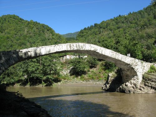 Tiltas, Upė, Kalnai, Gamta, Kraštovaizdis, Gruzija