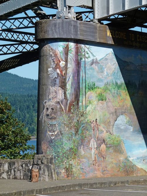 Tilto Prieplauka, Dažytos, Meno Kūriniai, Pastatas, Dievo Tiltas, Oregonas, Usa, Kolumbijos Upė
