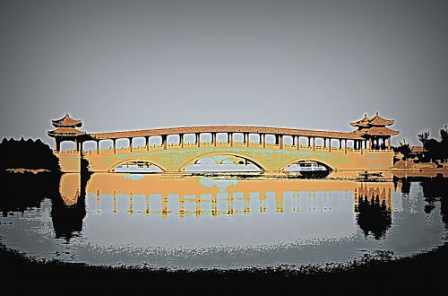 Architektūra,  Posterizavimas,  Tiltas,  Xuzhou,  Kinija,  Yunlong & Nbsp,  Ežeras,  Tilto Posterizavimas (A)