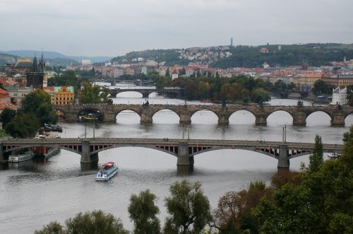 Tiltai, Kraštovaizdis, Prague, Architektūra, Panorama, Upė