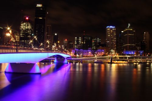 Brisbane, Naktis, Brisbane Upė, Victoria Bridge, Brisbane Miestas, Miestas, Žibintai