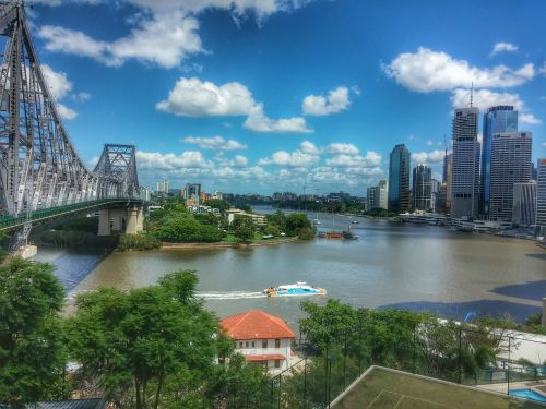 Brisbane, Queensland, Australia, Upė, Panorama, Miestas, Aukštas Tiltas
