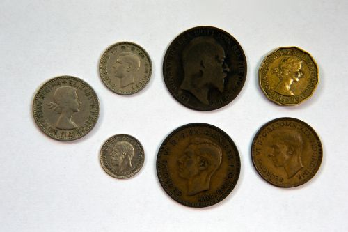 Britanijos Moneta, Priekiniai Veidai, Išankstinė Pertvara, Purvinas, Platinamas, Senas, Istorinis, Pinigai, Pinigai
