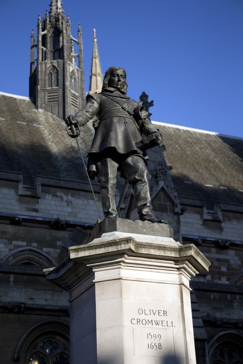 Bronzos Statula, Oliver Cromwell, Viešpaties Gynėjas, Anglų Pilietinis Karas, Londonas, Westminster, Parlamentas