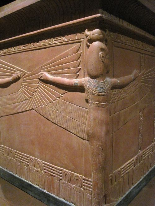 Sarkofagas,  Karalius,  Tutankhamun,  Kampas,  Deivė,  Sparnuotas,  Rudas Kvarcitas,  Sarkofagas
