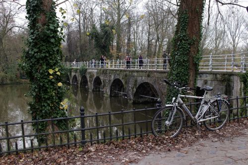 Bruges, Dviratis, Tiltas, Upė, Kraštovaizdis, Medžiai, Dviračiu, Promenada, Vanduo, Gamta, Belgija, Lapai, Kritimas