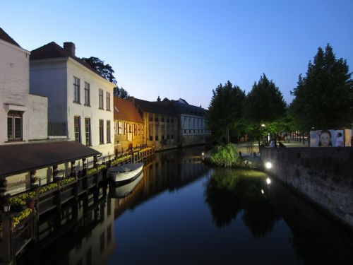 Bruges, Poilsis, Kanalas, Boot, Vanduo, Naktis
