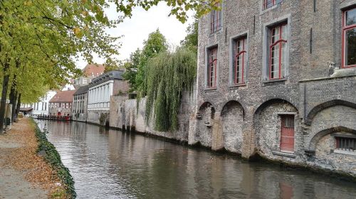 Bruges, Kanalai, Belgija, Kanalas, Europa, Vanduo, Tiltai, Miestas, Ruduo, Upė