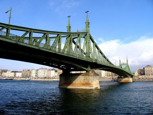 Budapest, Tiltas, Mėlynas Dangus, Danube, Upė, Kapitalas, Ramstis, Laisvės Tiltas, Peizažas