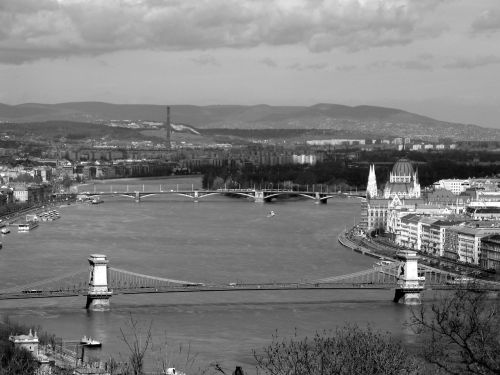 Budapest, Tiltas, Danube, Juoda Ir Balta