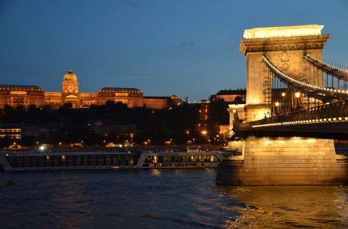 Budapest, Danube, Naktis, Upė, Architektūra, Miestas, Vengrija, Tiltas