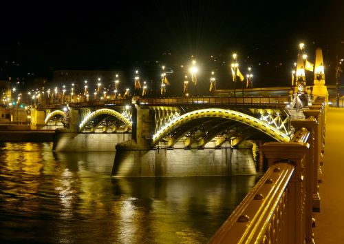 Budapest, Tiltas, Naktis, Šviesa, Upė, Vakaras