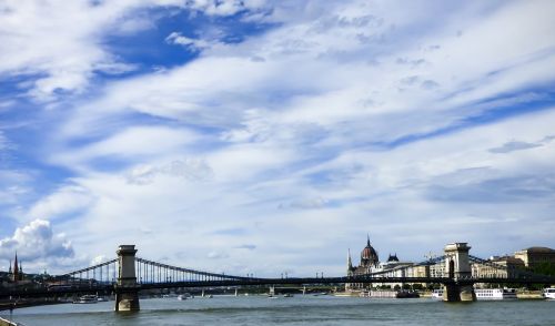 Budapest, Peizažas, Upė, Kapitalas, Vengrija, Danube, Panorama, Grandinės Tiltas, Virš Danube, Tiltas, Parlamentas, Šviesa, Dangus, Debesis, Debesuota