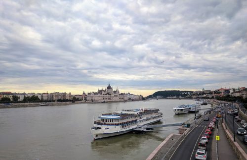 Budapest, Danube, Upė, Dangus, Debesys, Parlamentas, Kapitalas, Žinomas, Laivas, Panorama