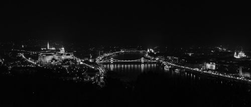 Budapest, Vengrija, Juoda Ir Balta, Panorama, Kraštovaizdis, Miesto Panorama