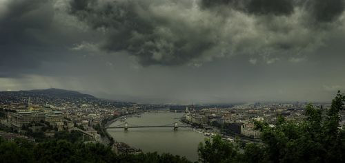 Budapest, Vengrija, Panorama, Tamsūs Debesys, Lietingos Debesys