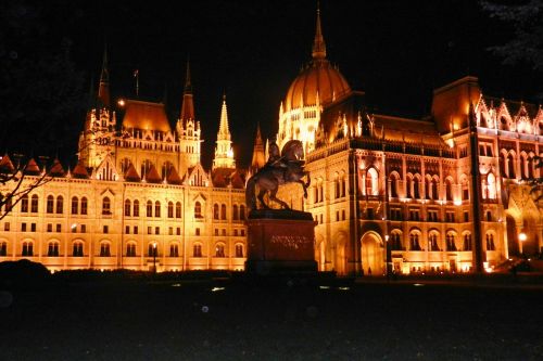 Budapest, Parlamentas, Pastatas, Naktis, Architektūra, Miestas, Apšvietimas, Šviesa, Fasadai