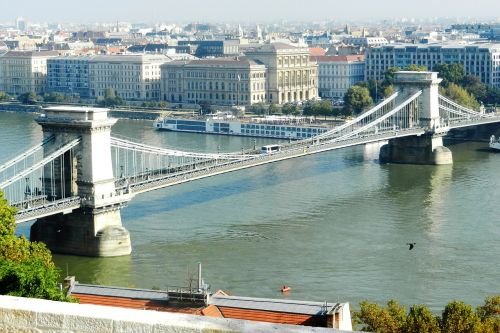 Budapest, Grandinės Tiltas, Upė, Vanduo, Architektūra, Kraštovaizdis, Panorama