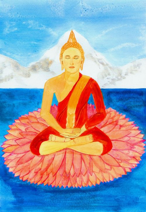 Buda, Lotosas, Dvasingumas, Budizmas, Jūra, Kalnai