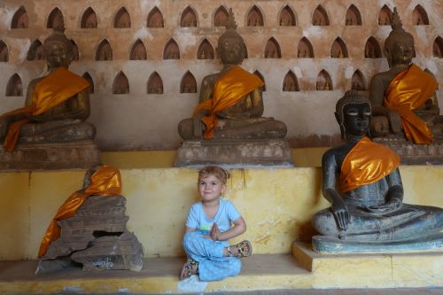 Buda, Wat, Vaikas, Meditacija, Mergaitė, Sėdi, Ramus, Tylus, Vientiane, Laosas