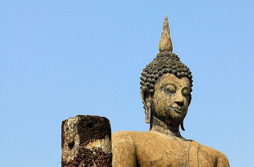 Buda, Akmuo, Budos Galva, Šventykla, Dangus, Pilka, Tailandas, Asija