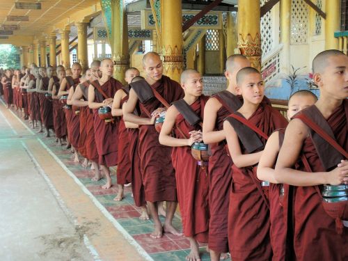 Budizmas, Vienuoliai, Pietūs, Maistas, Pietūs, Vidurnakčio Maistas, Vienuolynas, Bago, Mianmaras, Burma