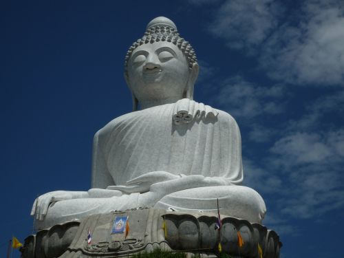 Budistinis, Statula, Didelis, Balta, Tailandas, Phuket, Šventė
