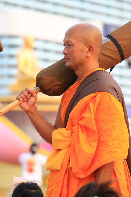 Budistams, Oranžinė, Drabužiai, Tailando Vienuoliai, Budizmas, Vaikščioti, Tajų, Wat, Phra Dhammakaya, Šventykla, Dhammakaya Pagoda, Daugiau Nei, Milijonai, Budhas, Auksas, Tailandas