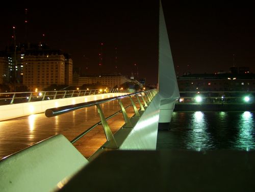 Buenos Airės, Argentina, Tiltas, Vanduo, Upė, Naktis