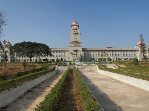 Pastatas, Architektūra, Akademinis, Įstaiga, Universitetas, Karnataka Universitetas, Dharwad, Indija