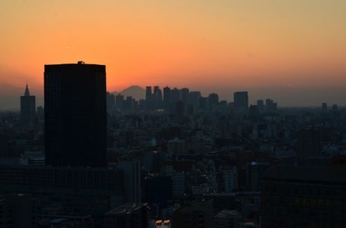 Pastatas, Japonija, Tokyo, Saulėlydis, Miesto Panorama